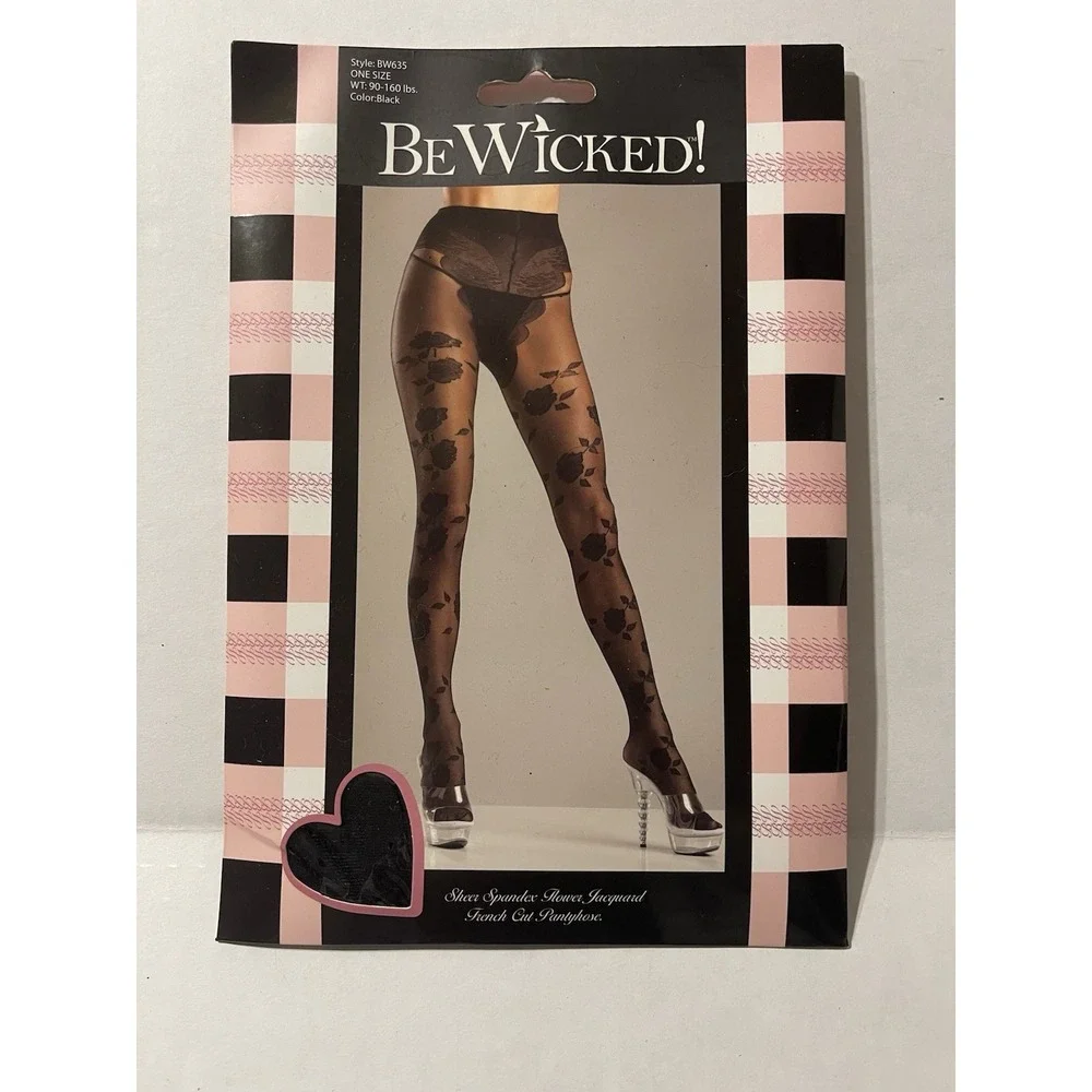 BeWicked Go Fish Black Fishnet Crotchless Pantyhose O/S NEW